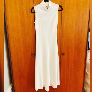 Khaite Women's White High Collar Sleeveless Dress